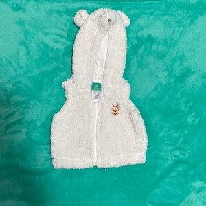Kids White Fleece Vest with Bear Ears